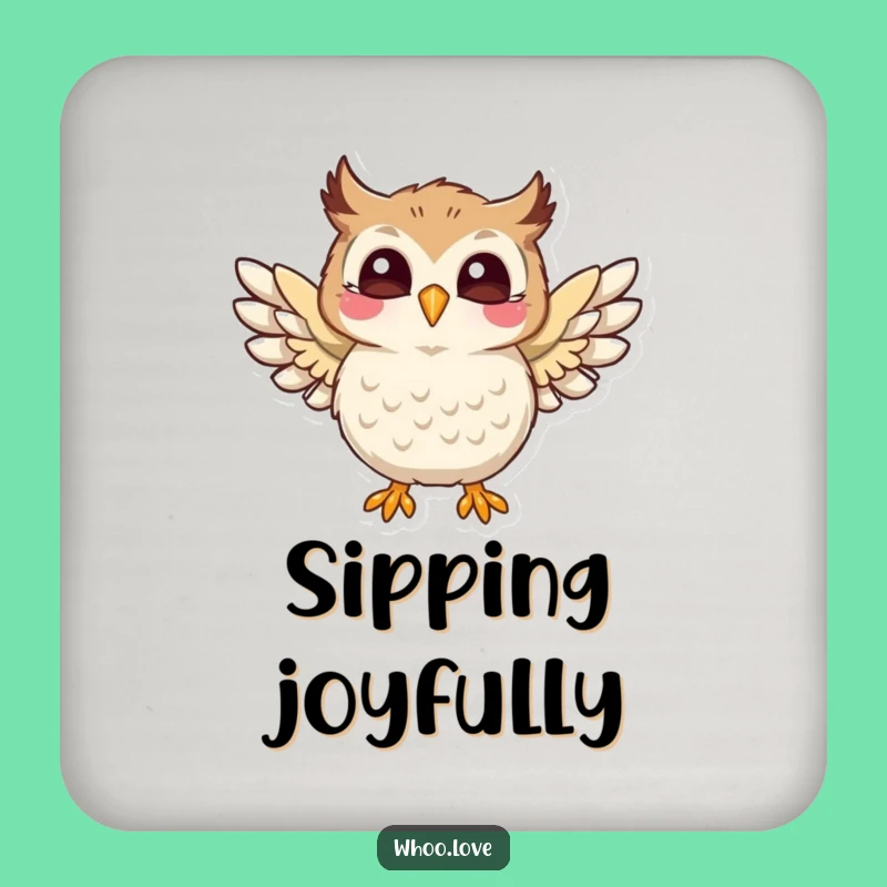Funny Joyful Owl Coaster: Add Cheer to Your Tabletop