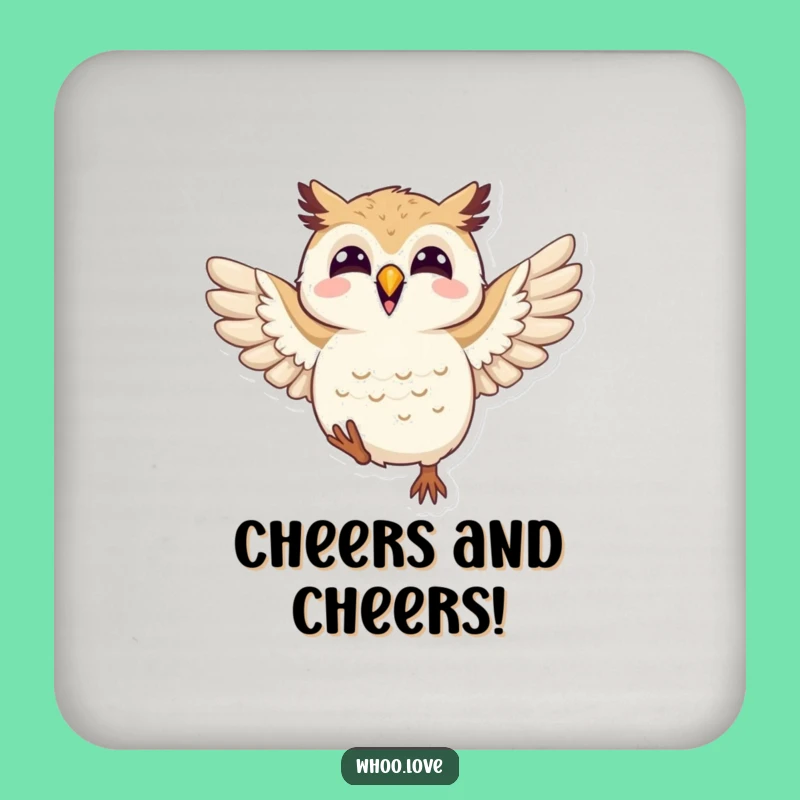 Funny Joyful Owl Coaster: Flapping Wings Happy Drink Mat, Hilarious Gift