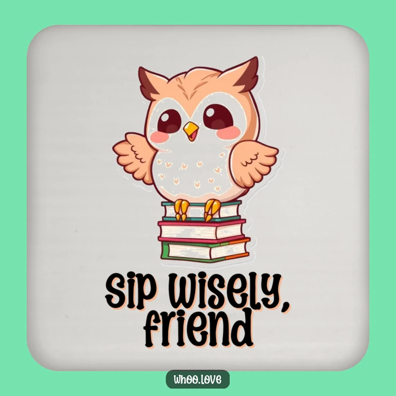 Funny Kawaii Owl Balancing Books Coaster: Protect Furniture with Humor