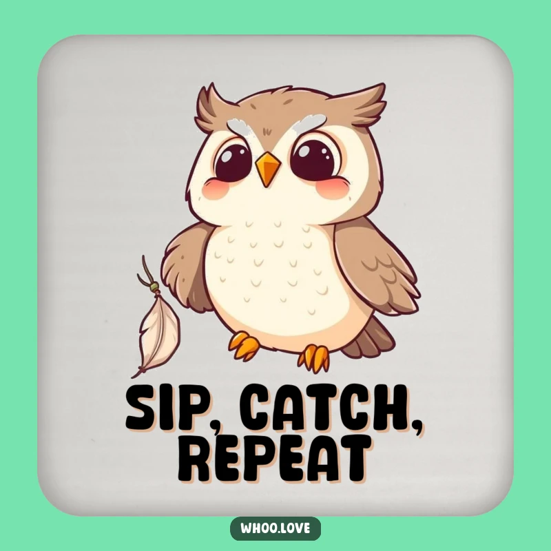 Funny Kawaii Owl Feather Coaster: Protect Surfaces with Style!