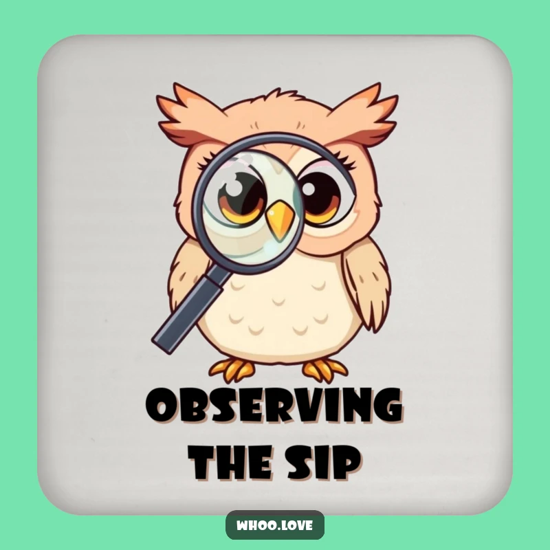 Funny Kawaii Owl Magnifying Coaster: Protect Your Table, Cute Funny Gift