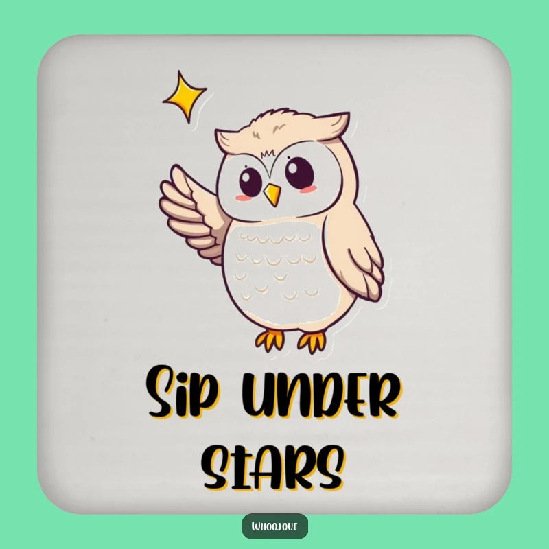 Funny Owl Guiding Star Coaster Set: Protect Surfaces with Cosmic Charm