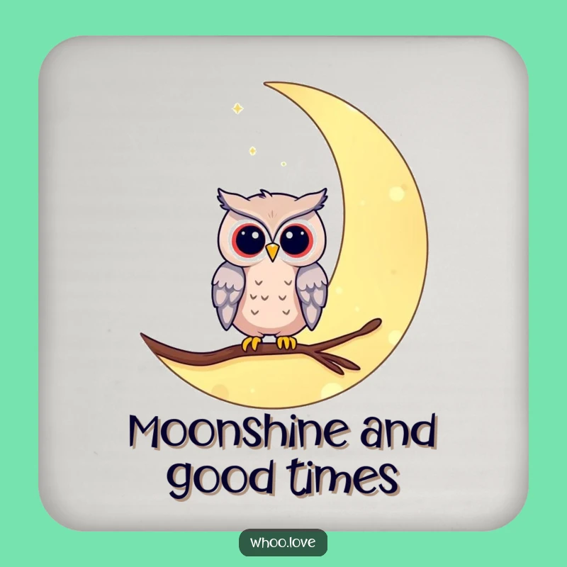 Funny Owl Moon Coaster - Protect Surfaces with Celestial Charm