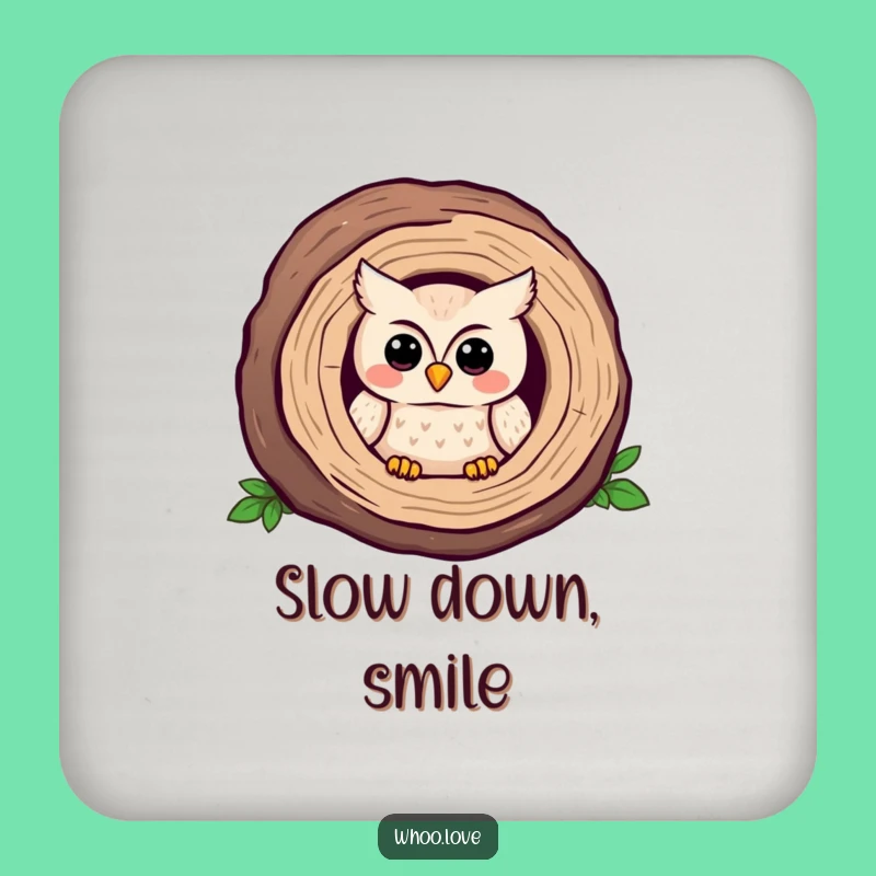Funny Shy Owl Log Coaster: Protect Surfaces with Sweetness!