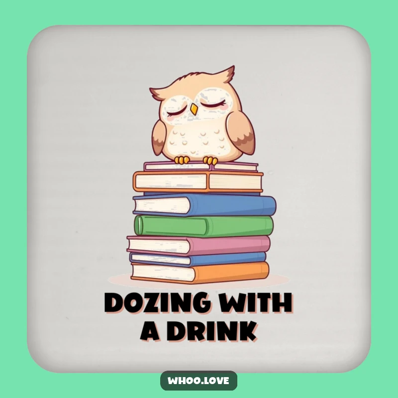 Funny Sleepy Owl Drink Coaster: Protect Surfaces with Cozy Literary Charm