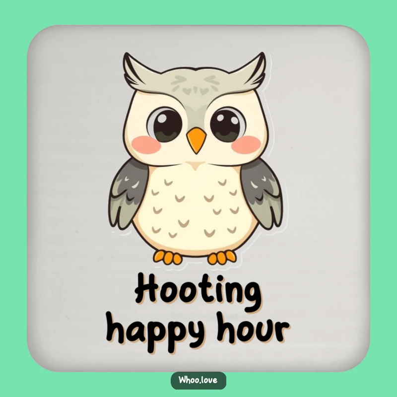 Funny Smiling Owl Coaster Set: Protect Surfaces with Joyful Hooting Art