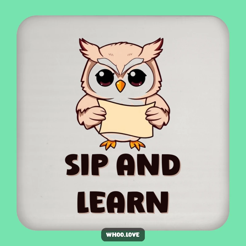 Funny Owl Study Coaster: Protect Surfaces with This Hilarious Bird Art