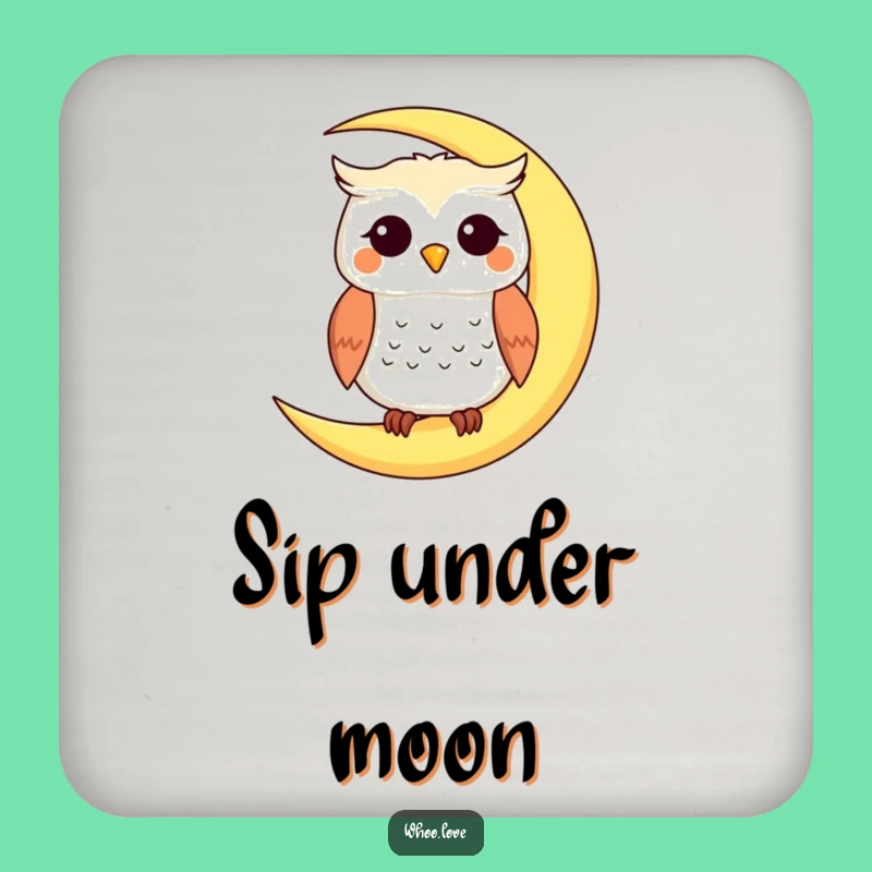 Funny Smiling Owl Moon Coaster: Protect Surfaces with Magic