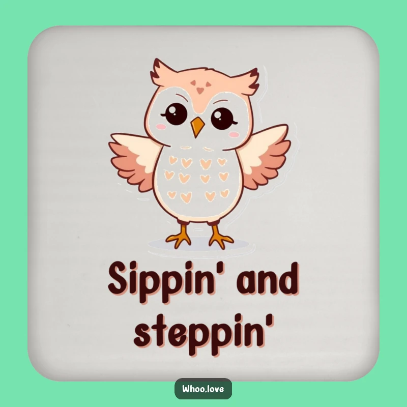 Funny Owl Dance Drink Coaster: Silly Hooting Charm, Humorous Gift for Party Tables