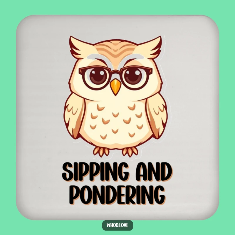 Funny Curious Owl Spectacles Coasters, Smart Surface Protection, Set of Funny Gifts