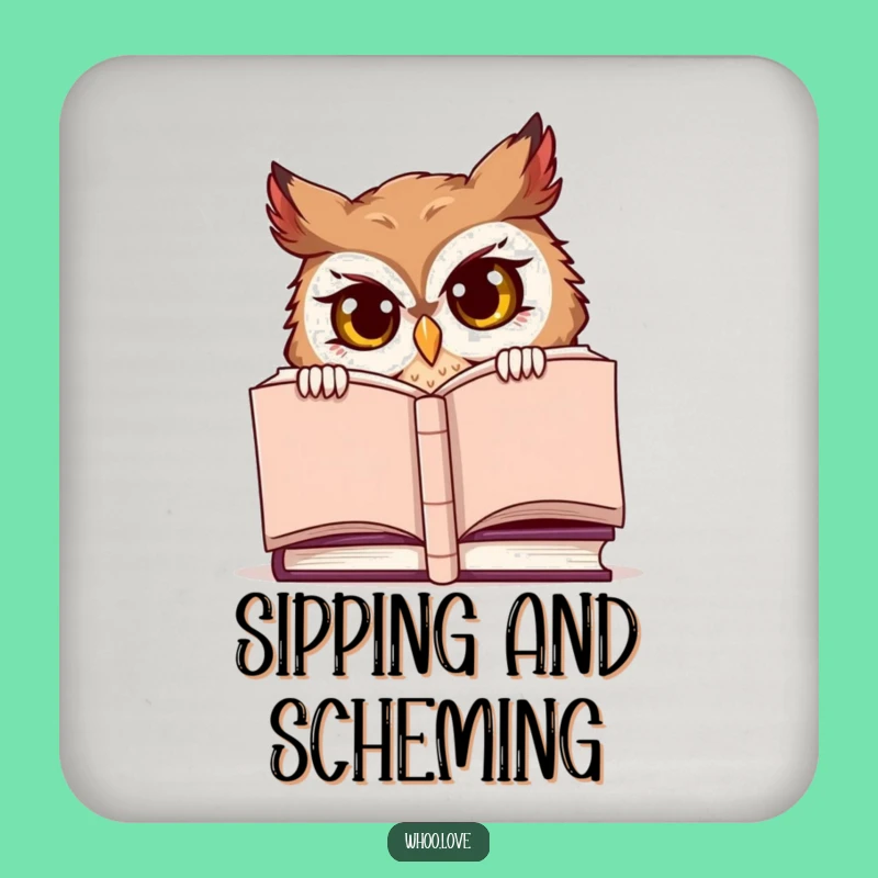 Funny Book Lover Coaster: Mischievous Owl Peek, Protect Your Table Gift!
