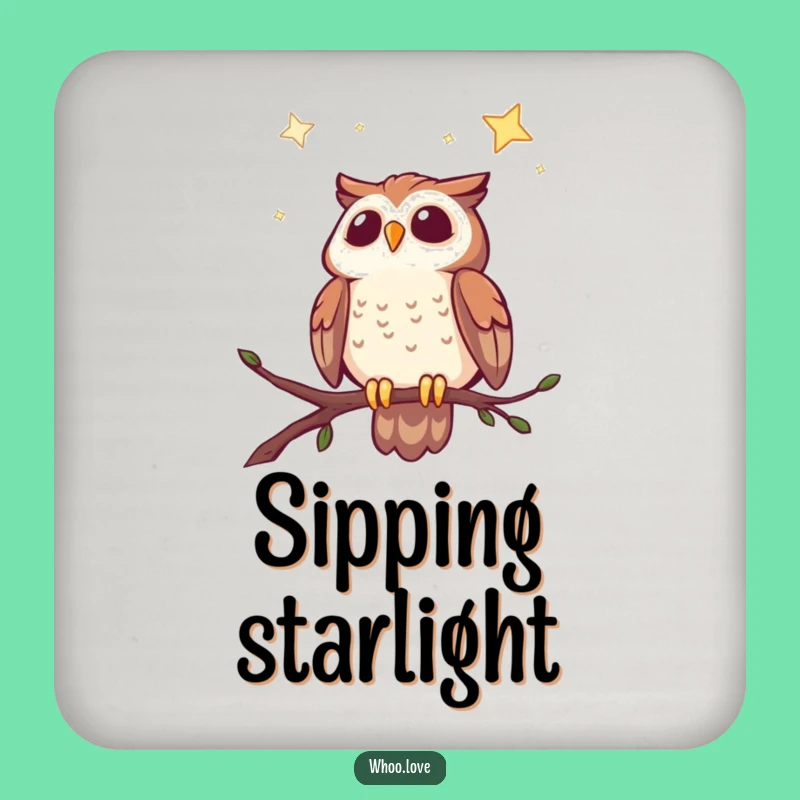 Funny Cheerful Owl Starry Sky Drink Coaster: Protect Surfaces with Celestial Charm