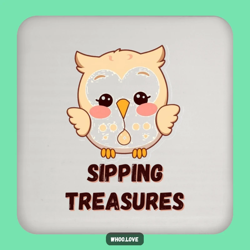 Funny Happy Owl Shiny Dropping Drink Coaster: Protect Surfaces with Playful Panache