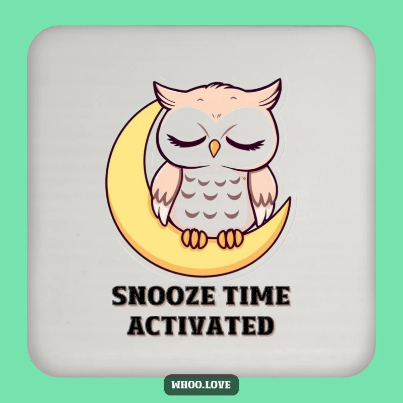 Funny Sleepy Owl Coaster: Cute Moon Drink Protector for Night Owls