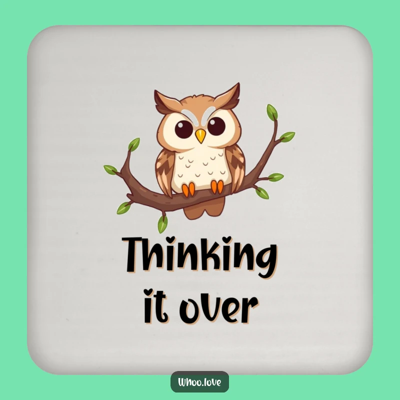 Funny Curious Owl Drink Coaster: Protect Surfaces with Whimsical Charm and Owl Appeal