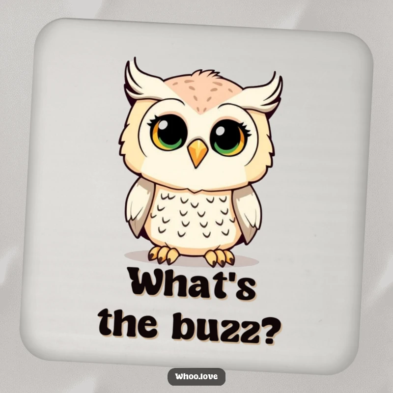 Funny Owl Drink Coaster showcasing a curious owl, protecting surfaces with a humorous touch.