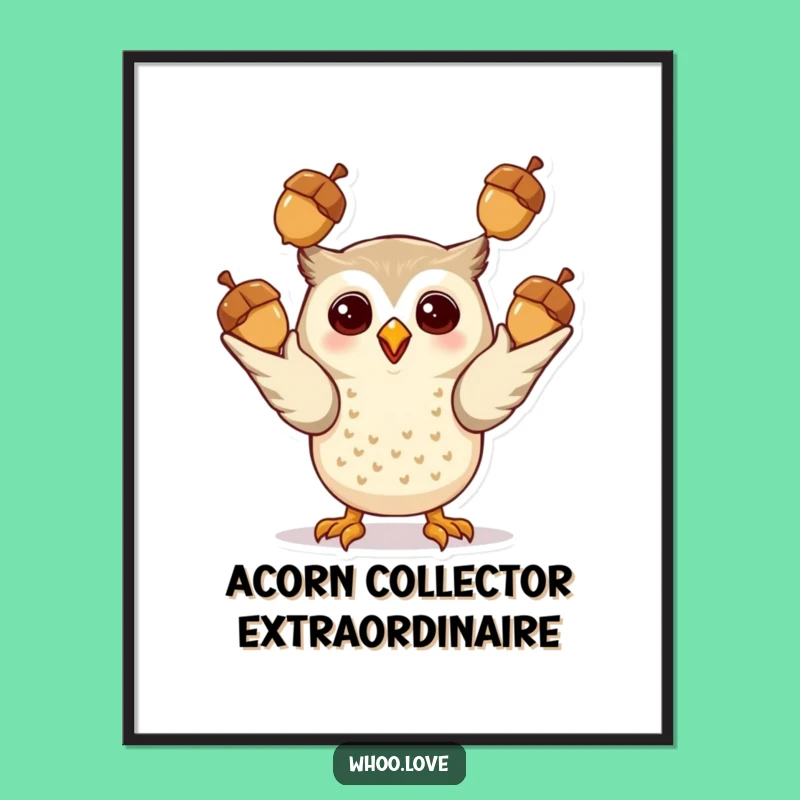 Funny Giddy Owl Juggling Poster - Whimsical Wall Art for Playful Spaces