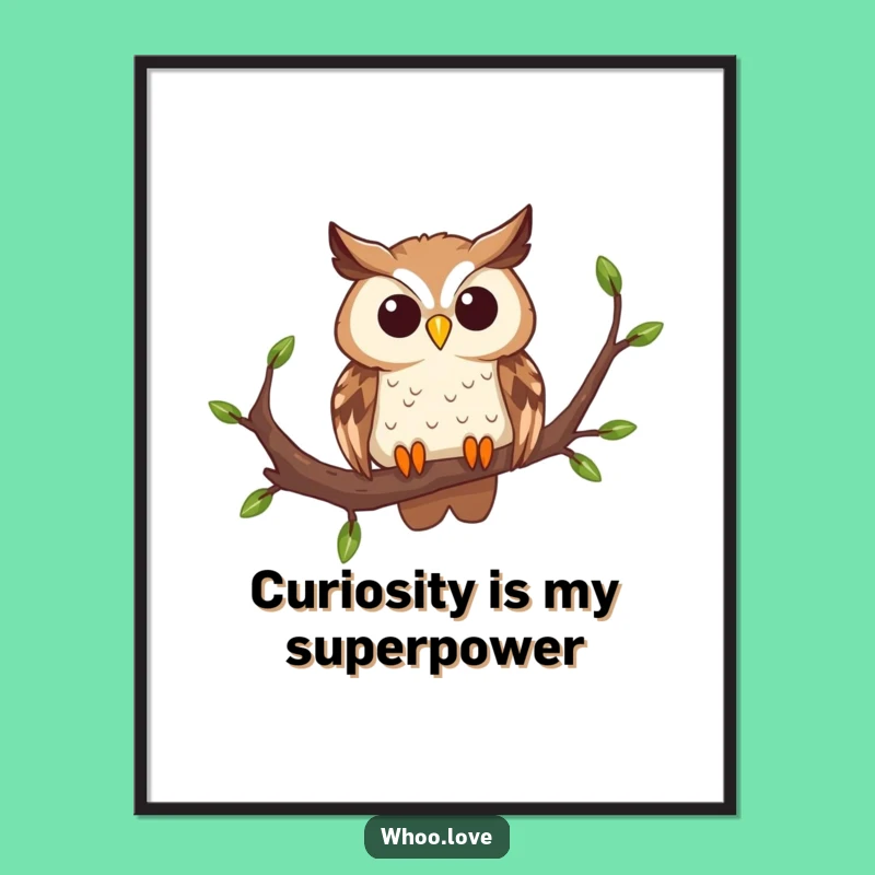 Funny Curious Owl Poster: Brighten Your Walls with Playful Whimsy and Owl Charm