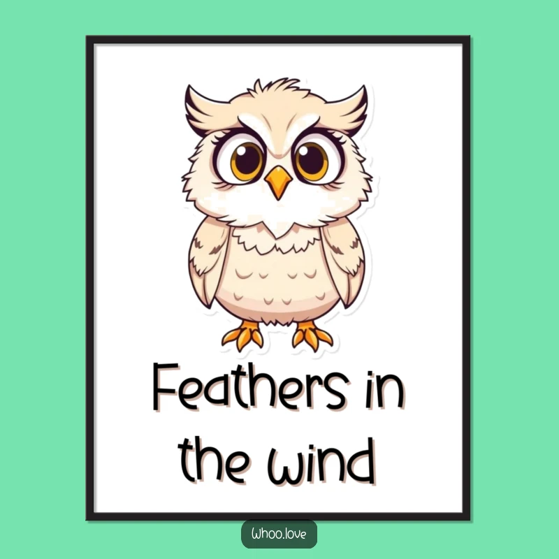 Funny Wildlife Art: Surprised Owl's Gusty Moment, Hilarious Nature Decor Gift!