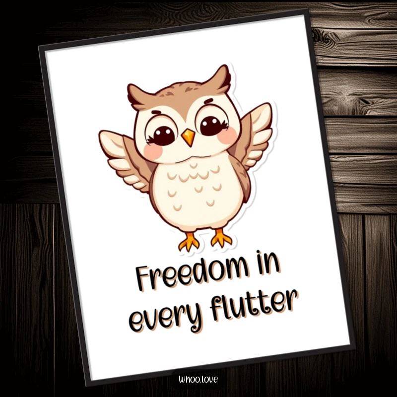 Funny Happy Owl Poster: A bright poster showcasing an owl in mid-shimmy, bringing infectious happiness and vibrant energy to any room.