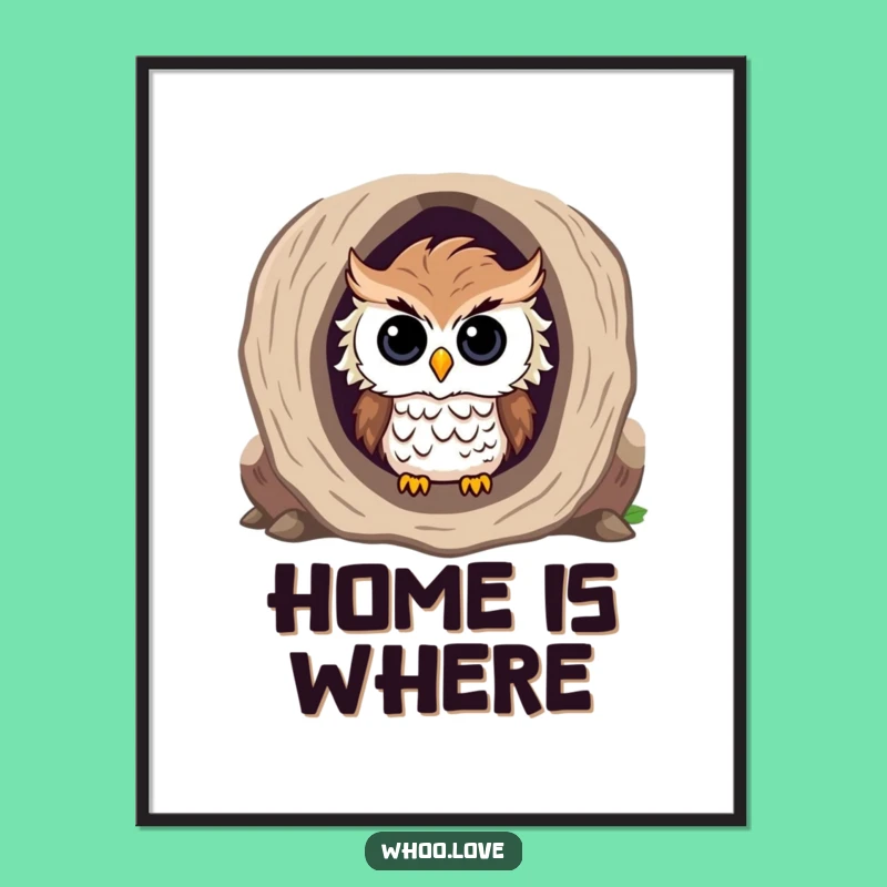 Funny Curious Owl Log Poster: Decorate with Whimsical Observation