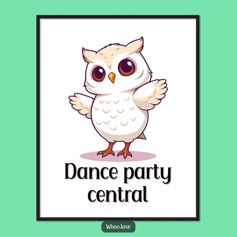 Funny Dancing Owl Poster - Silly Bird Wall Art, Energetic Funny Gift Decor