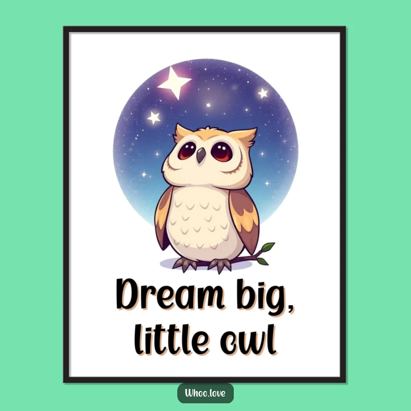 Funny Dreamy Owl Poster - Enchanting Night Sky Wall Art