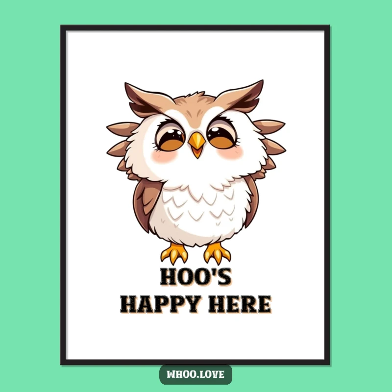 Funny Hooting Owl Poster: Joyful Wall Art, Cheerful Bird Gift Decor