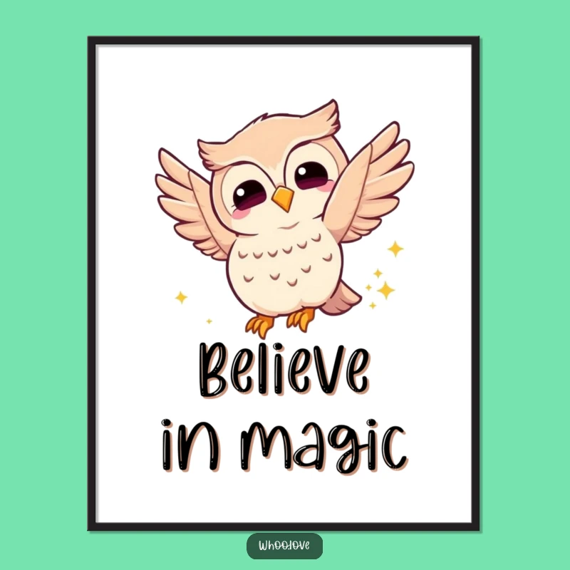 Funny Joyful Owl Poster: Adorn Your Walls with Sparkly Magic and Owl Charm