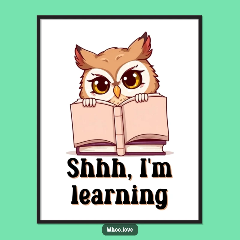 Funny Library Art: Mischievous Owl's Peek, Hilarious Book Decor Gift!