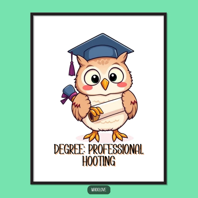 Funny Owl Graduation Poster: Joyful Scroll Art - Memorable Funny Gift!