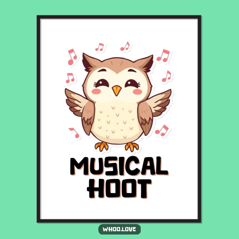 Funny Owl Poster: Cheerful Songbird - Quirky Wall Art Funny Gift