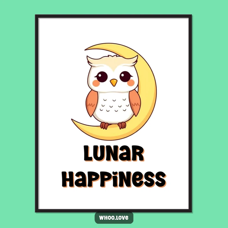 Funny Smiling Owl Moon Poster: Celestial Art for Your Walls