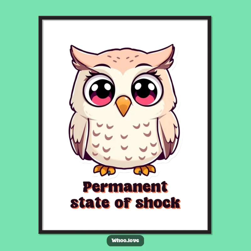 Funny Surprised Owl Poster: Decorate with Hilarious Wide-Eyed Expressions