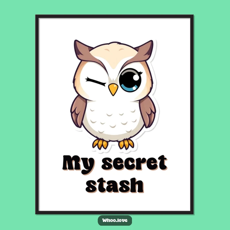 Funny Winking Owl Poster - Cheeky Bird Wall Art, Intriguing Funny Gift Decor