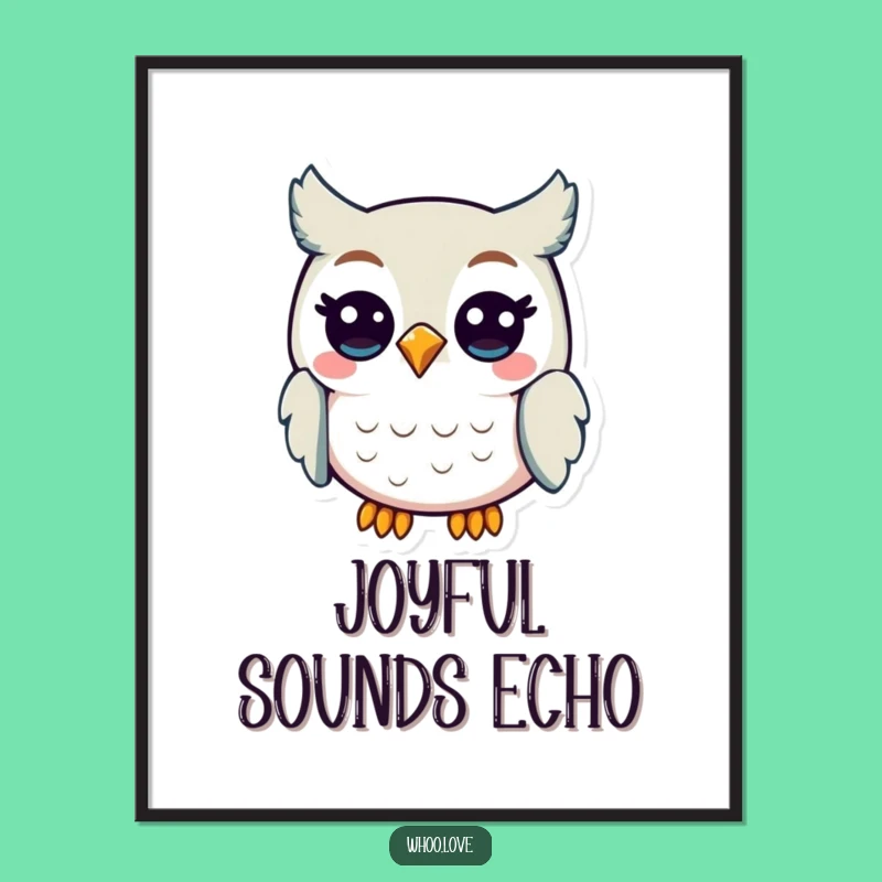 Funny Joyful Owl Poster: Artistic Wall Decor of Bird Hooting Happily