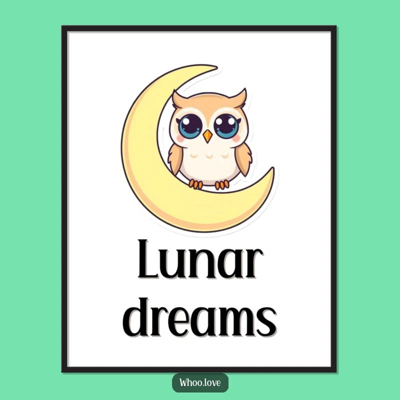 Funny Owl Moon Poster: Curious Character Art - Unique Funny Gift for Decor