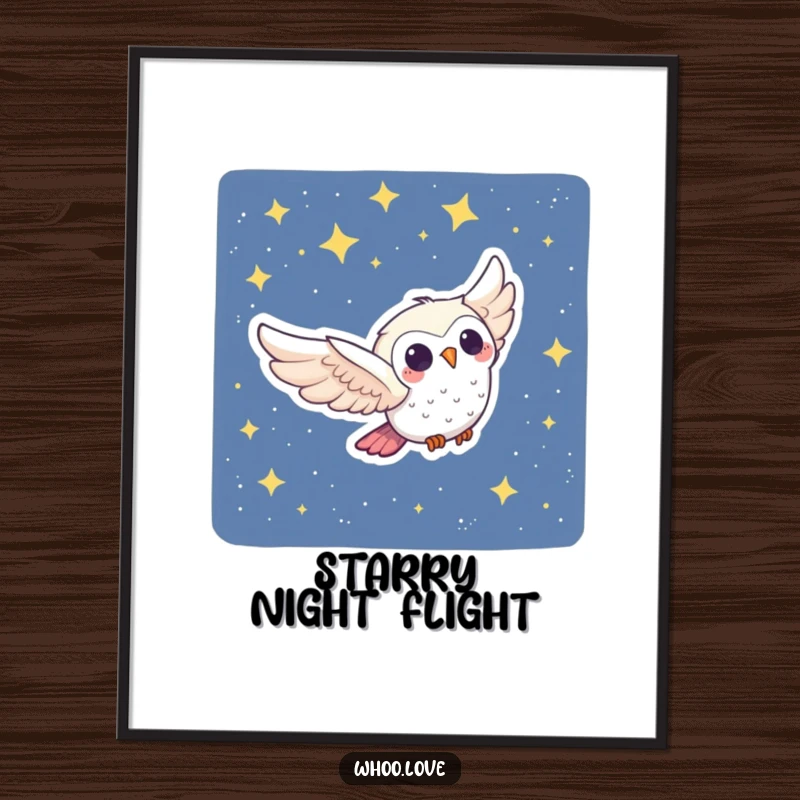 Funny Owl Poster: A joyful owl character swooping through a starry night, adding a whimsical and humorous visual to your decor.