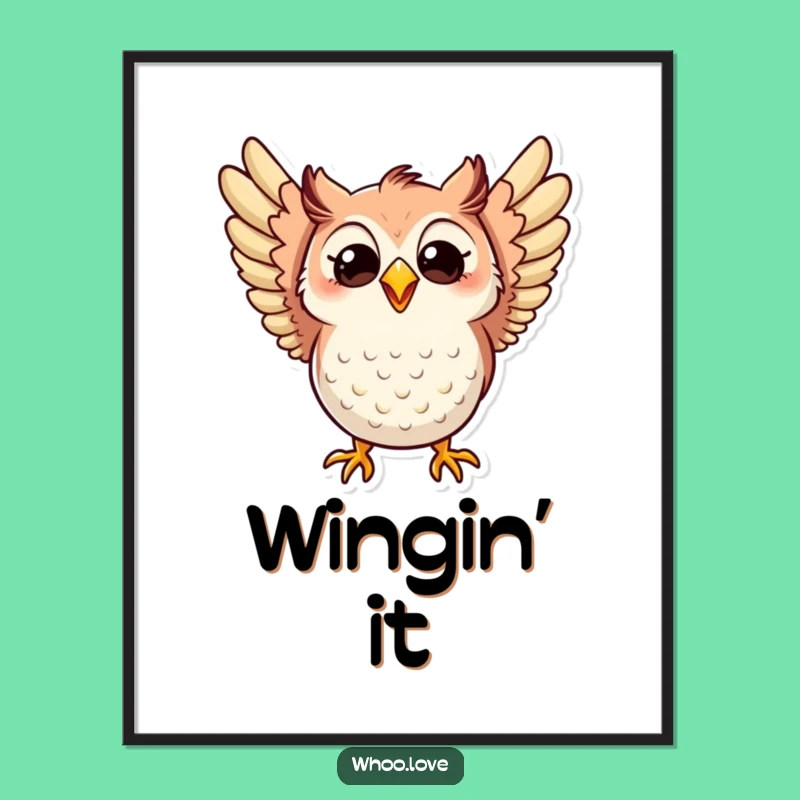 Funny Excited Owl Poster: Joyful Character Art - Unique Funny Gift for Decor