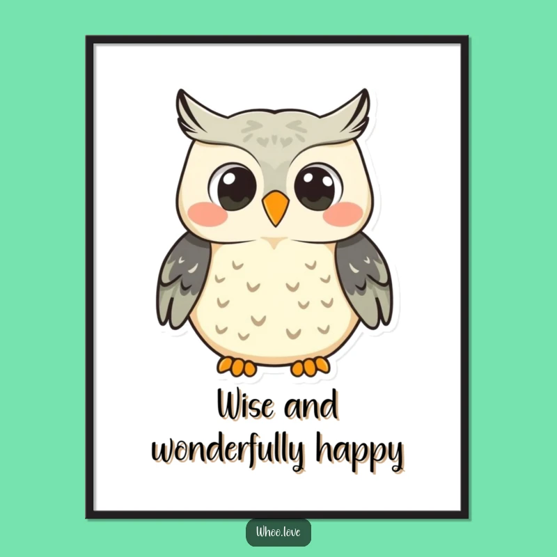 Funny Smiling Owl Poster: Decorate with Joyful Hooting Expressions