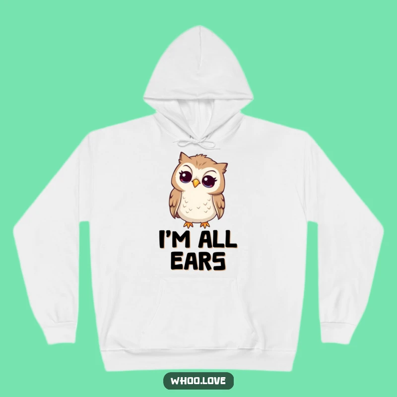Cozy Funny Curious Owl Hoodie: Head Tilted Listening, Warm & Thoughtful Gift