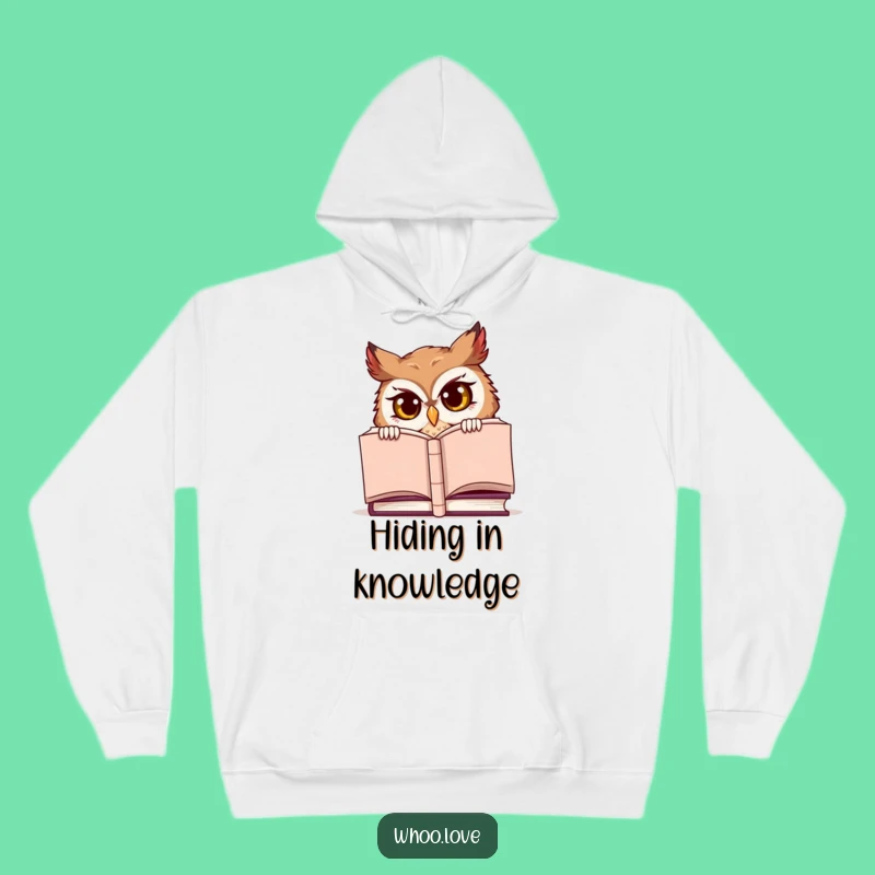 Funny Cozy Reader Hoodie: Mischievous Owl Peek, Warm Book Lover Gift!