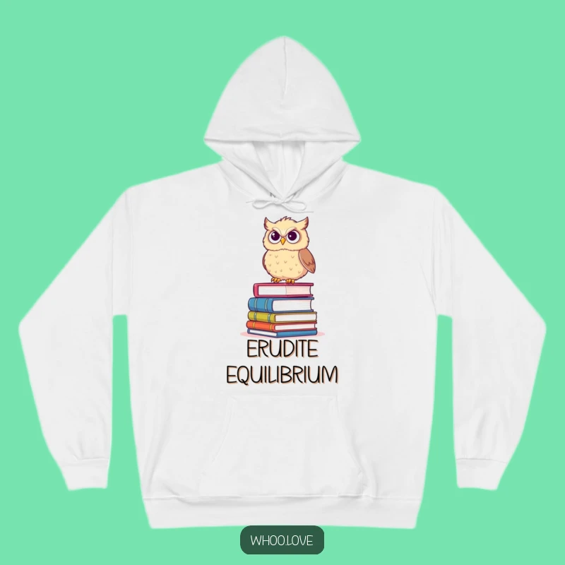Funny Determined Owl Book Stack Hoodie: Cozy Knowledge Comfort