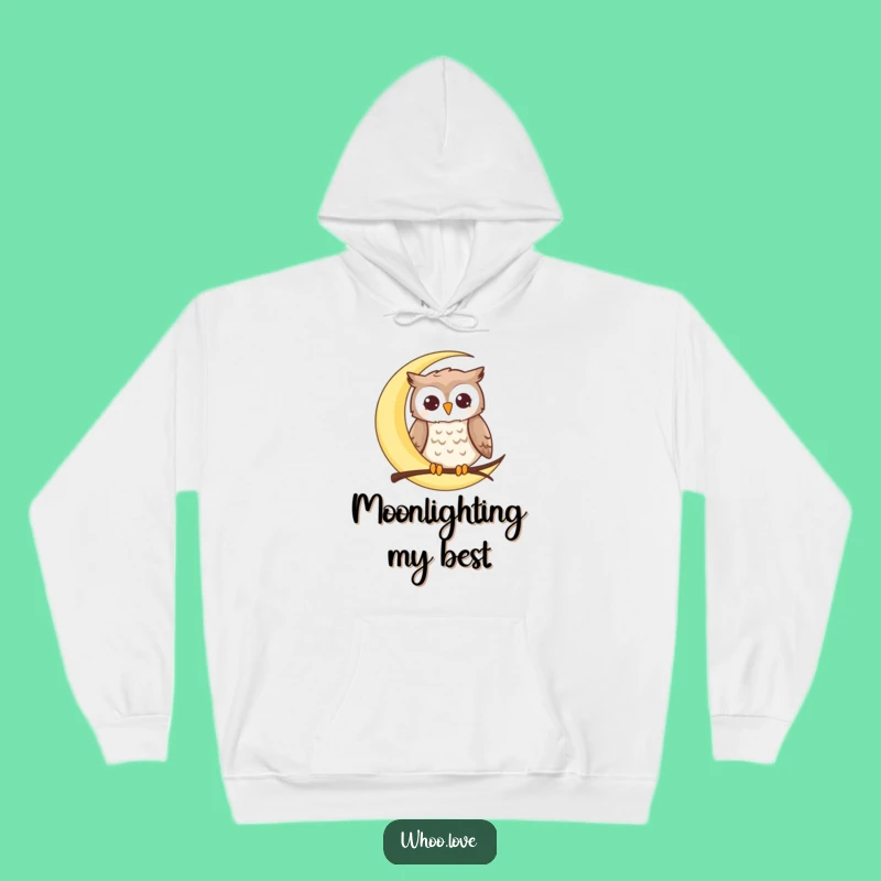 Funny Moon Owl Hoodie: Cozy Perched Owl Celestial Sweatshirt, Perfect Gift