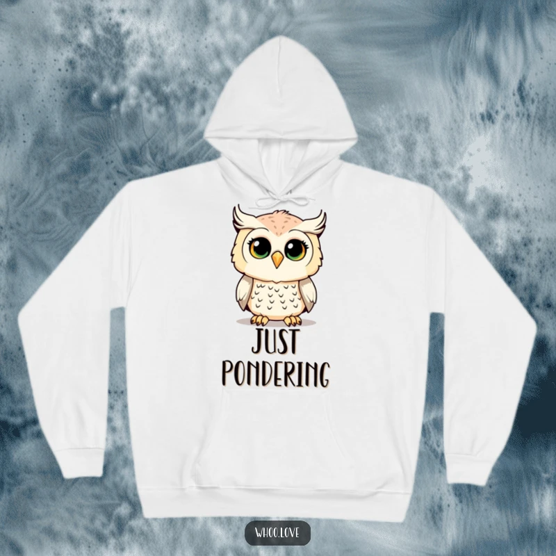 Funny Owl Hoodie depicting an owl with a curious head tilt, ideal for a cozy and humorous look.