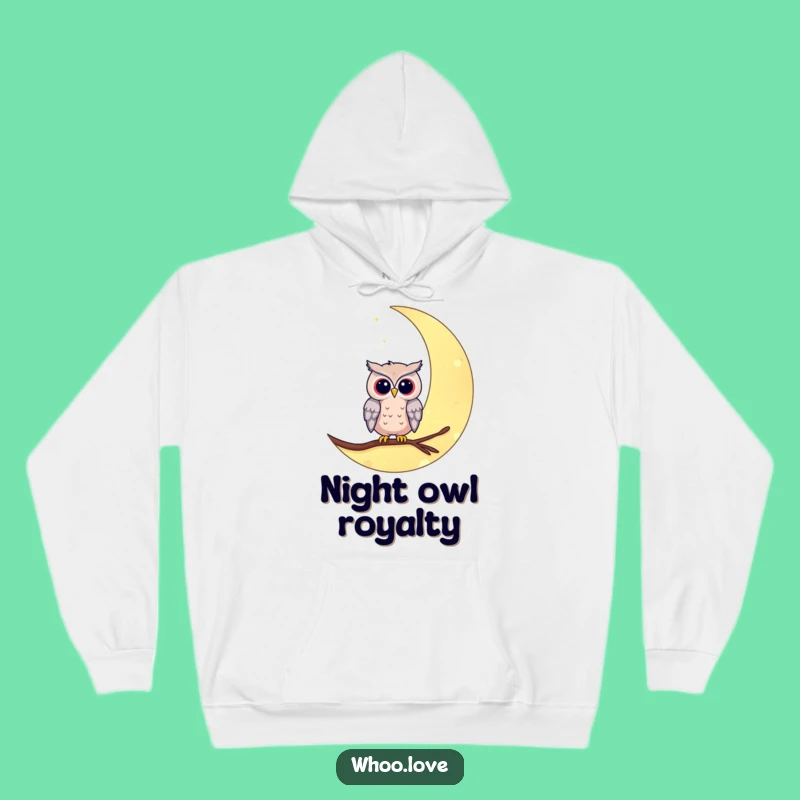 Funny Owl on Moon Hoodie - Cozy Celestial Comfort Apparel