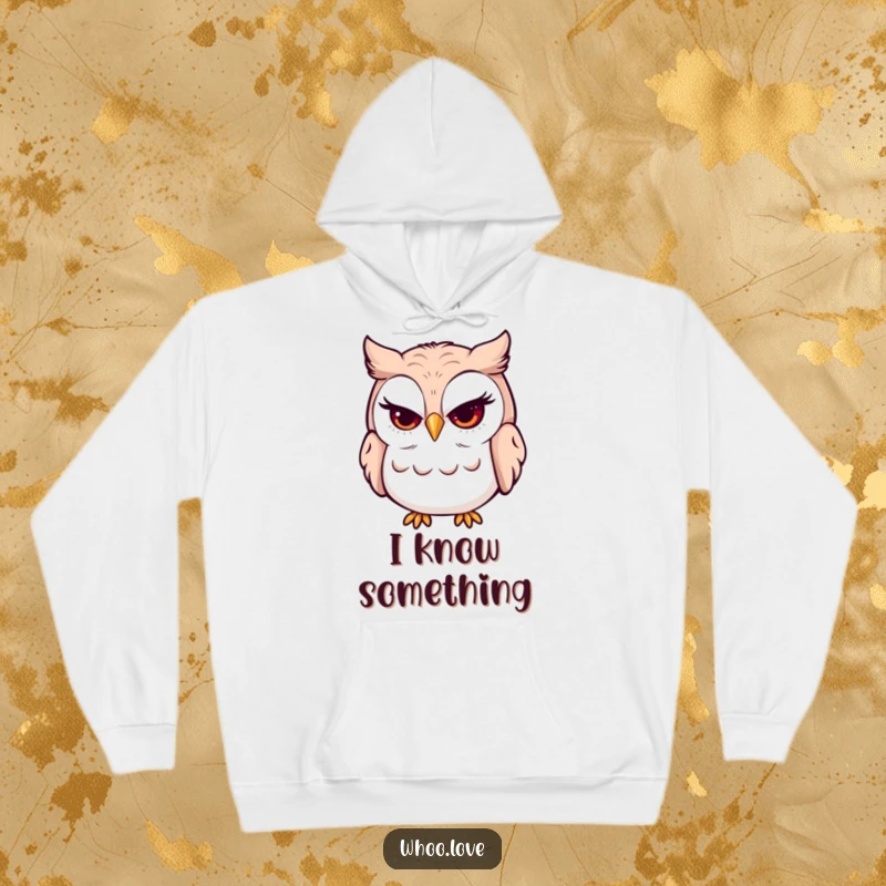 Funny winking owl hoodie showcasing an owl with a mischievous wink and grin. Comfortable and stylish apparel for playful individuals.