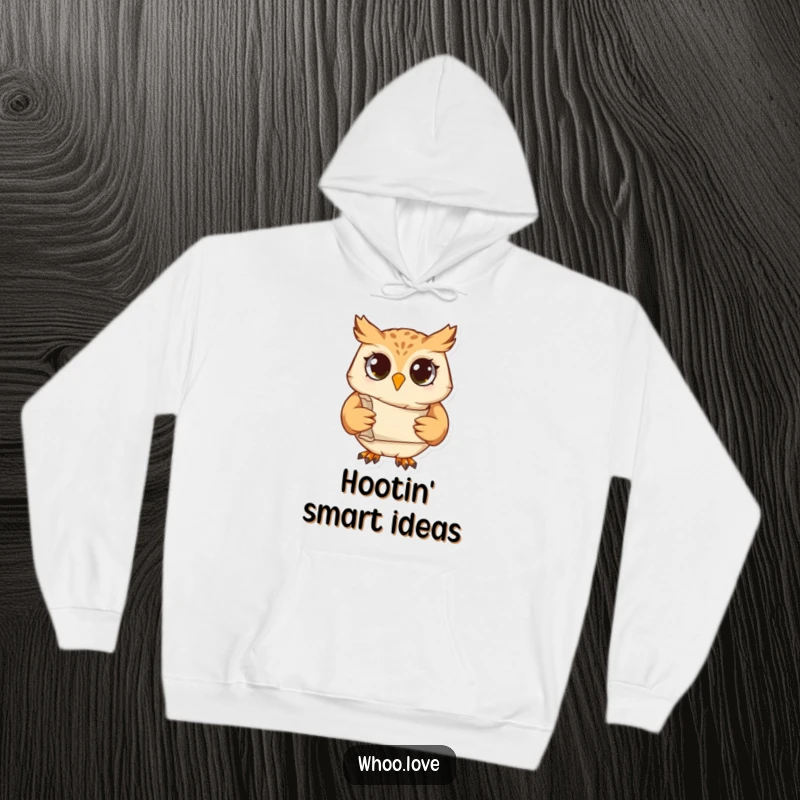 Funny hoodie showcasing a studious owl holding a scroll, offering warmth and a wise, humorous presence.