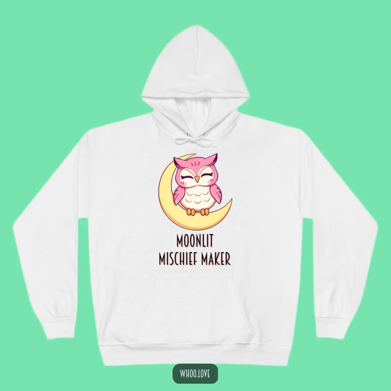 Cozy Funny Winking Owl Moon Hoodie, Warm and Humorous Nighttime Apparel, Ideal Funny Gift