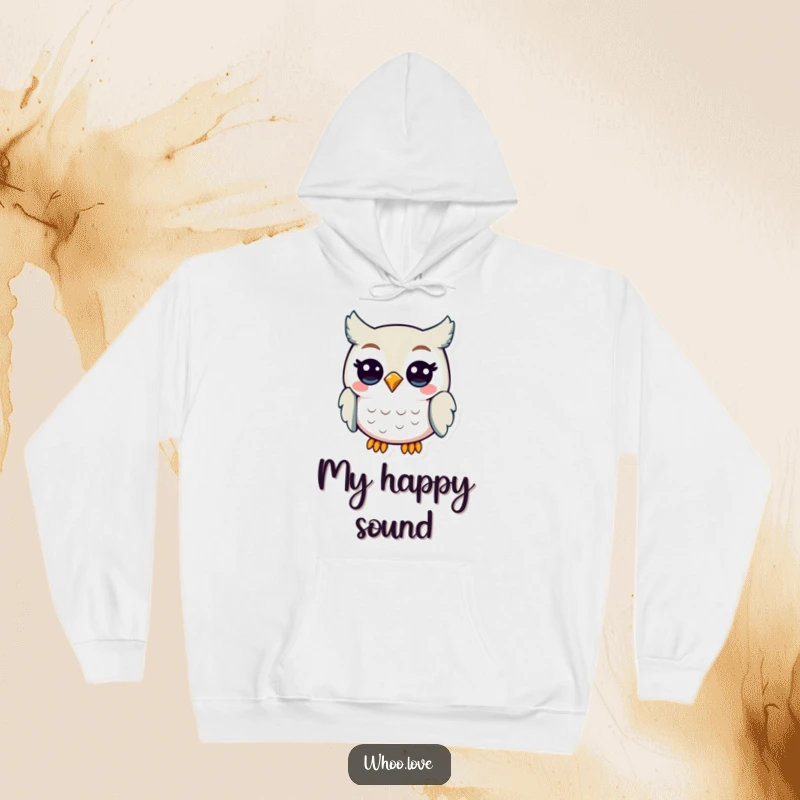 Funny Happy Hoot Owl Hoodie: A cheerful owl character hooting with a joyful expression, designed for comfort and happiness.